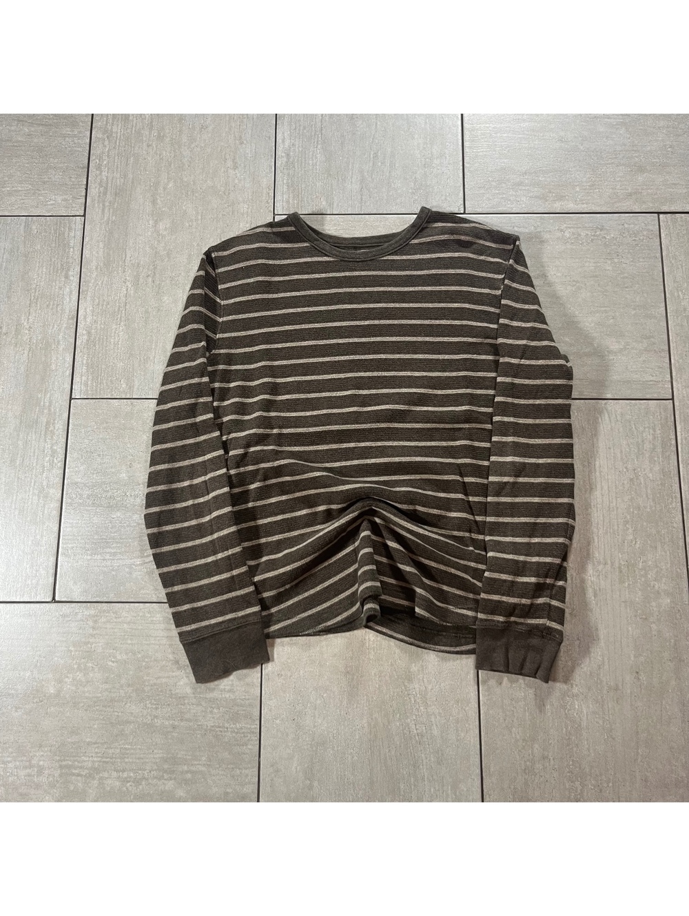 Sonoma Life + Style Brown Striped Long Sleeve Shirt Large
